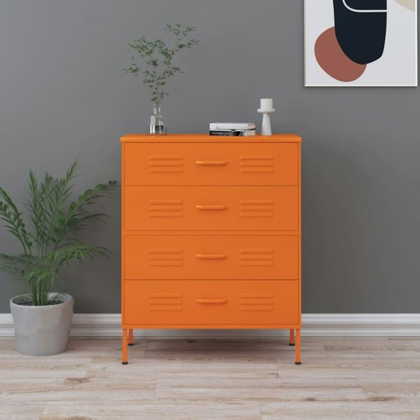 Berkfield Chest of Drawers Orange 80x35x101.5 cm Steel