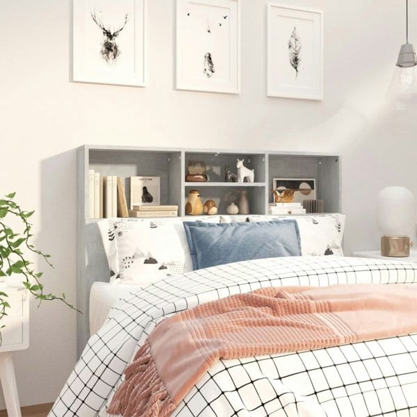 Berkfield Headboard Cabinet Concrete Grey 120x19x103.5 cm