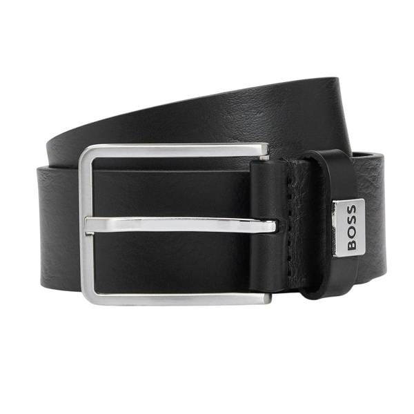 Boss Mens Logo Cow Leather Belt - Black - 