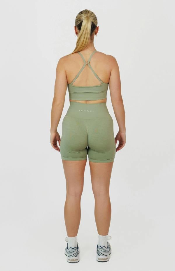 V3 Apparel Tempo Seamless Scrunch Shorts & Multi-Way Sports Bra Set - Forest Green