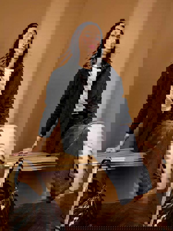 GWD Lewlyn Grey Checked Bomber Jacket