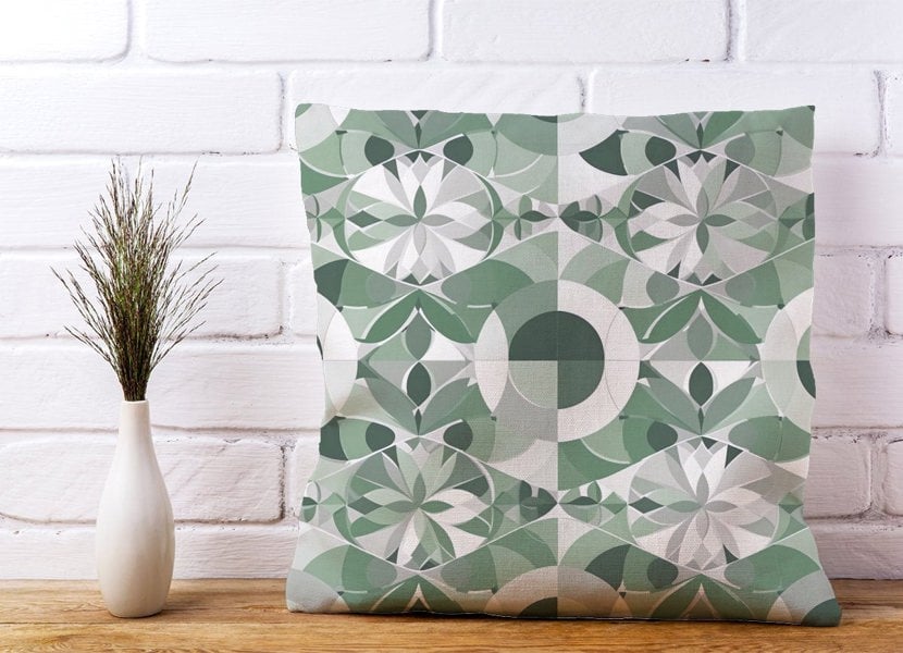 Warren Reed Geometric Pastel Green Cushions