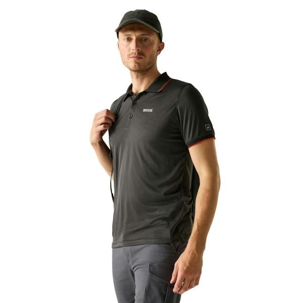 Regatta Mens Remex II Jersey Polo Shirt - Ash/Rusty Orange - 