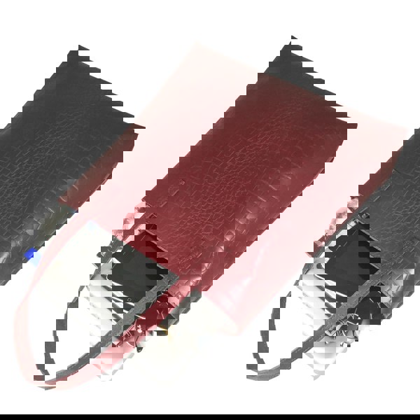 Assots London 'FREYA' Burgundy Semi Structured Unlined Croc Leather Tote Bag