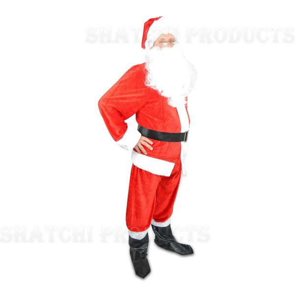 Shatchi Standard Size Premium Regal Plush Santa Costume Set with Faux Fur Trim and Accessories