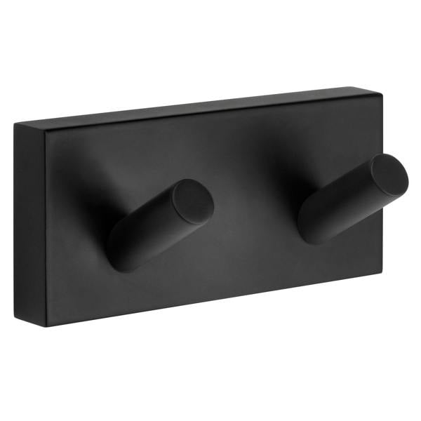 Matt black double towel hook