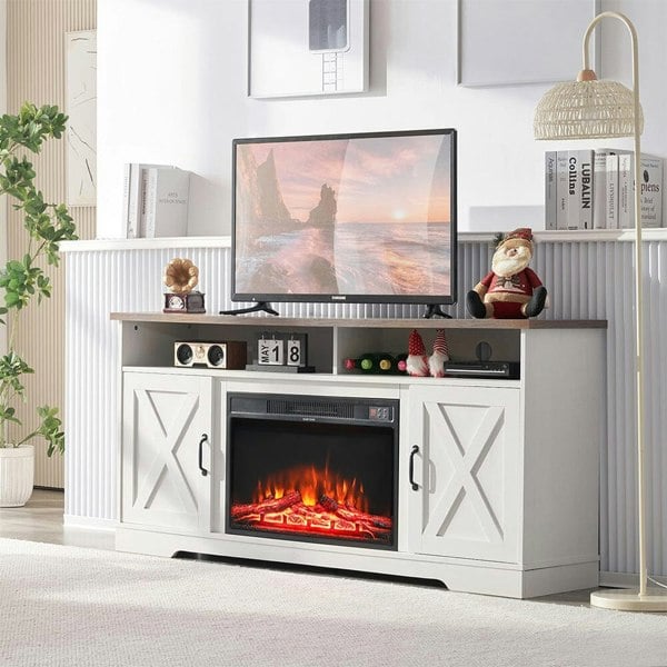 138cm W Freestanding Fireplaces Recessed Electric Fireplace TV Stand Freestanding Fireplaces Living and Home