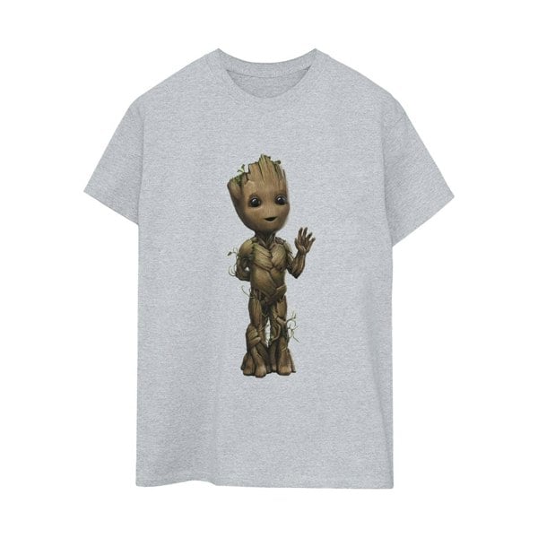 Marvel Womens/Ladies I Am Groot Wave Pose Cotton Boyfriend T-Shirt - Sports Grey