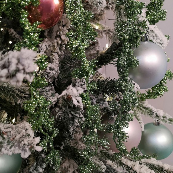 Samuel Alexander 96cm Green Glitter Frosted Mini Leaf Wispy Christmas Stem Decoration