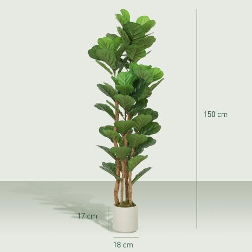 Wyld Haus Toelna Artificial Fiddle Leaf Fig Style Tree With Broad Leaves 150cm Green