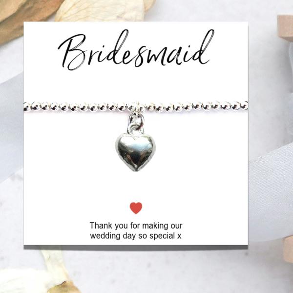 Aye Do Gifts Bridesmaids Heart Bracelet & Thank You Gift Card
