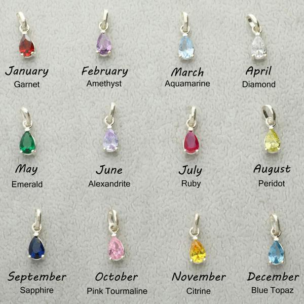 Sterling Silver Personalised Birthday Necklace With Teardrop Birthstone Charm - Love Silver Jewellery
