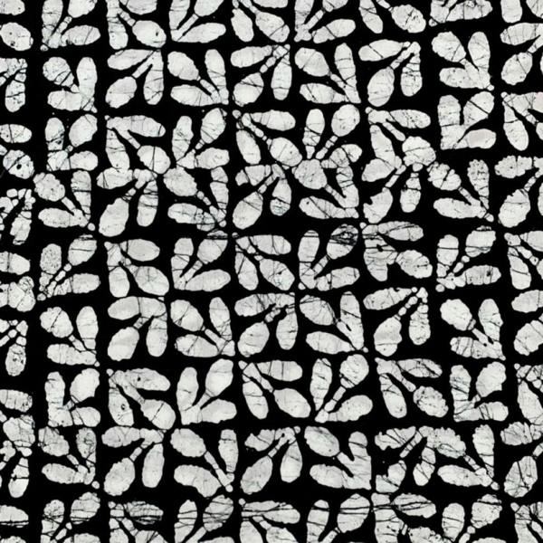Minerva Black and White Cotton Batik Dressmaking & Quilting Fabric per metre, 110cm / 43" Wide