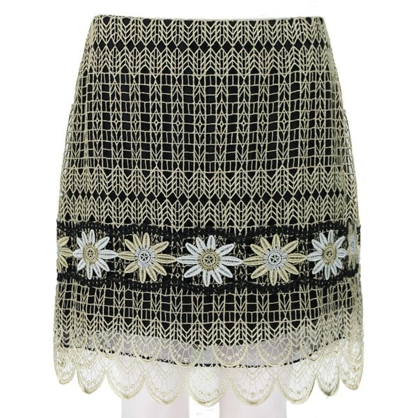 Erdem luxurious gold and silver Guipure lace skirt in an art deco pattern