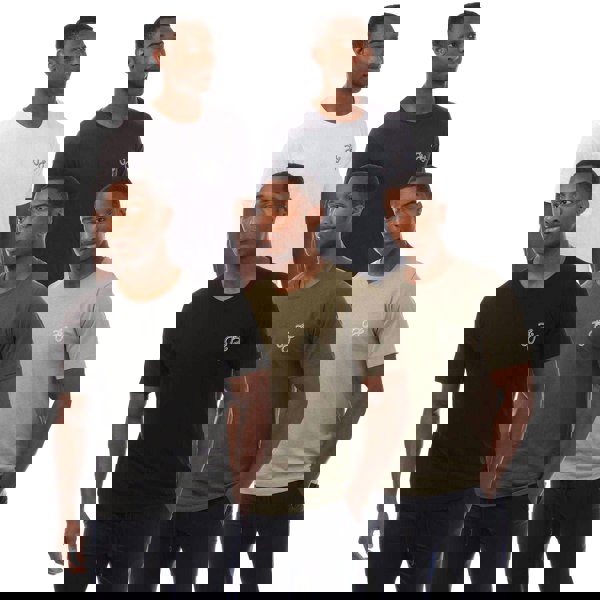 Jack And Jones Mens Tag T-Shirt (Pack of 5) - Navy/White/Black/Grey/Khaki Green