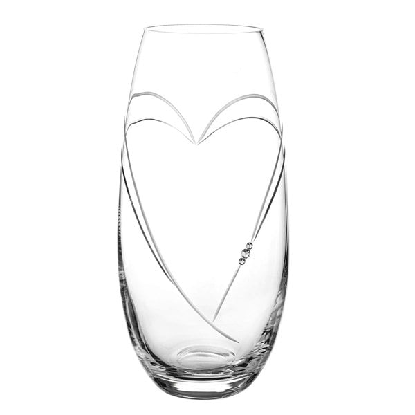 Diamante Crystal Barrel Heart Vase with Swarovski Crystals - 25cm