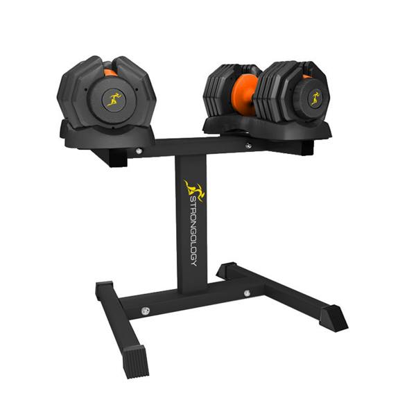 Strongology Homeology Strongology Urban25 Orange Adjustable Dumbbell Pair with Free Durable Steel Adjustable Urban25 Dumbbell Floor Stand