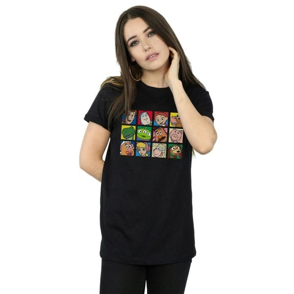 Disney Womens/Ladies Toy Story Character Squares Cotton Boyfriend T-Shirt - Black