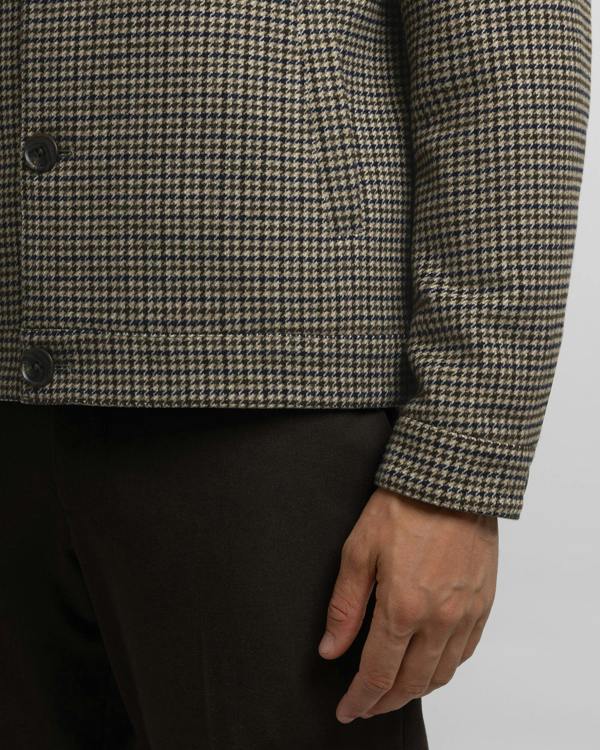 Steel & Jelly Hawkridge - Houndstooth Wool Blend Harrington Jacket