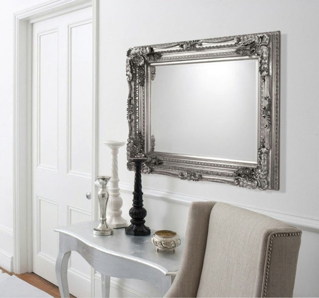 Exclusive Mirrors Cavill Ornate Wall Mirror Antique Silver - 118cm x 87cm