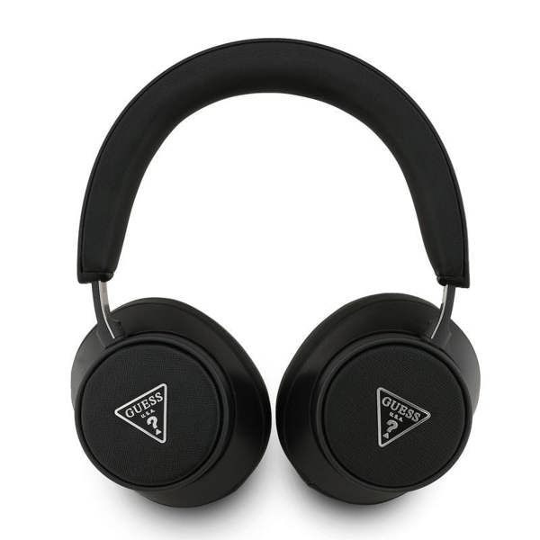 Guess Saffiano ENC Triangle Logo Wireless On Ear Headphones Black - GUBHC15PGMRTRK