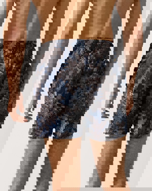 BOSS Orange Piranha Mens Tropical Print Quick-Drying Swim Shorts - Medium Brown 210