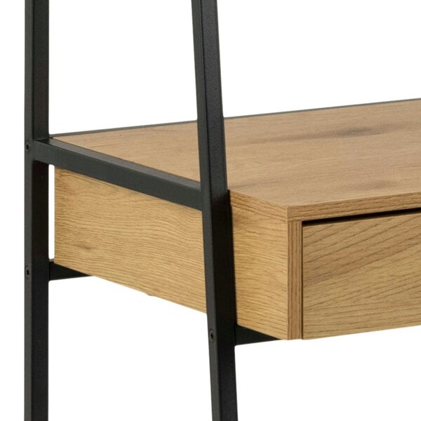 Wyld Haus El Paso Black Metal and Wild Oak Veneer Bookcase Desk 1 Drawer 2 Shelves