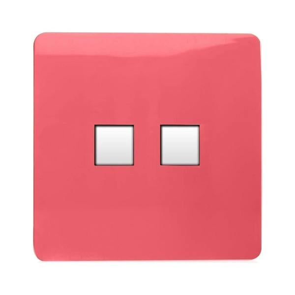 Trendi Switch 2 Gang RJ45 Cat 6 Modern Designer PC Ethernet Socket in Strawberry Red