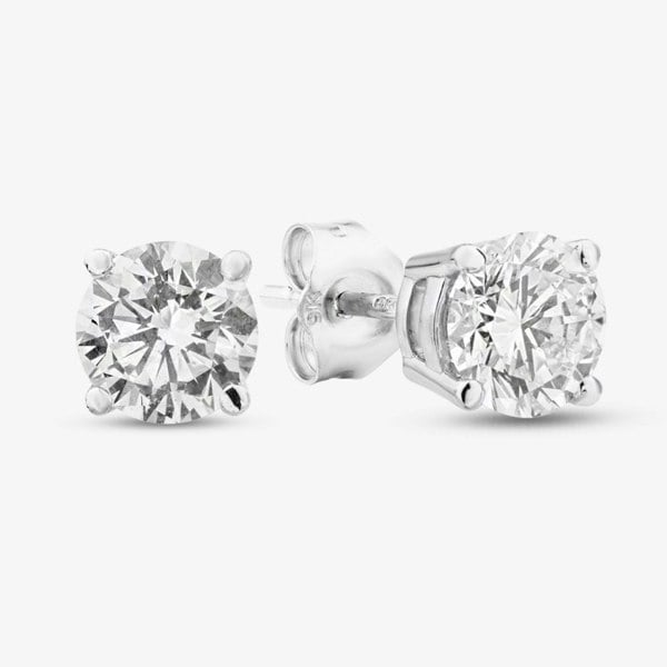T. H. Baker 9ct White Gold 2.00ct Certified Lab Grown Brilliant Cut Diamond Stud Earrings LGE2534-200 (WG)