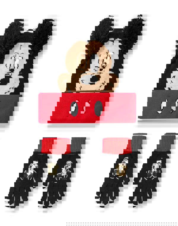 Disney Boys Multicoloured Mickey Mouse Beanie and Gloves Set (One Size)