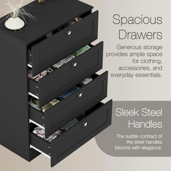Vida Designs Altino 4 Drawer Chest, Black