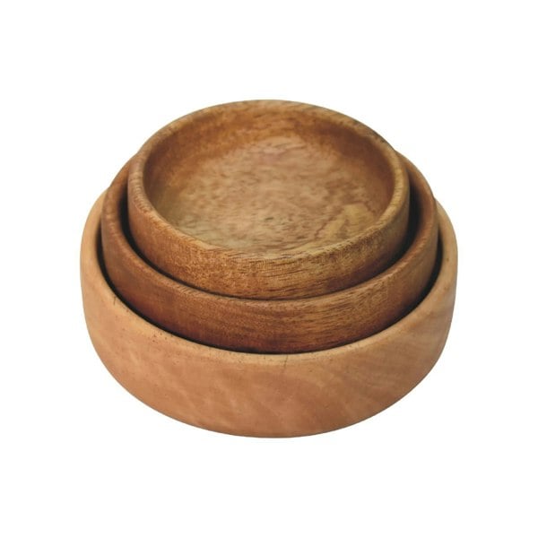 Artisan Furniture Solid Wood Fruit Bowl Set of 3
