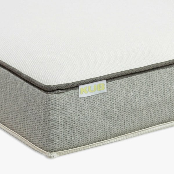 Cubby single mattress corner view showing kub label