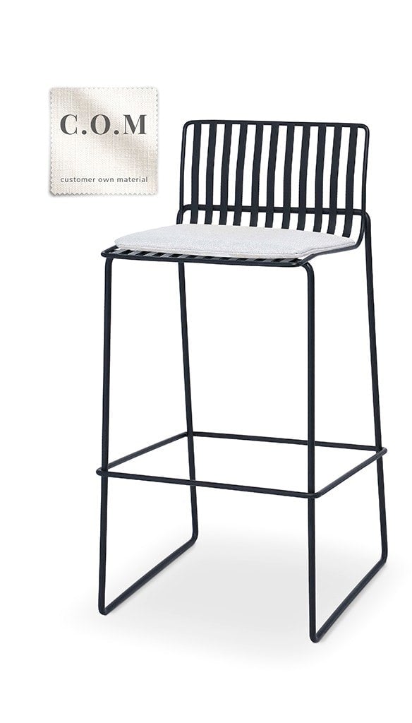 Matt Black Bar Stool with Customer Own Upholstered Seat Pad - Finn by Gillmore © GillmoreSPACE Ltd