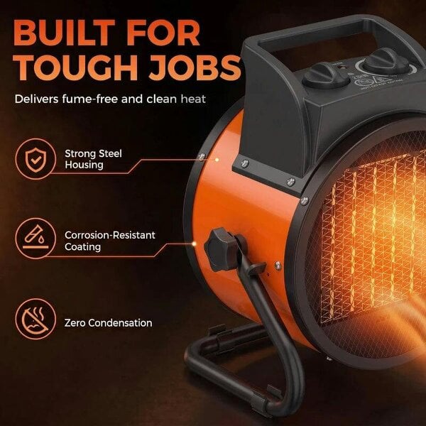 Bobobiy Industrial Fan Heater 2800W with Tilting, Electric Ceramic Space Heater with Adjustable Thermostat, Handle