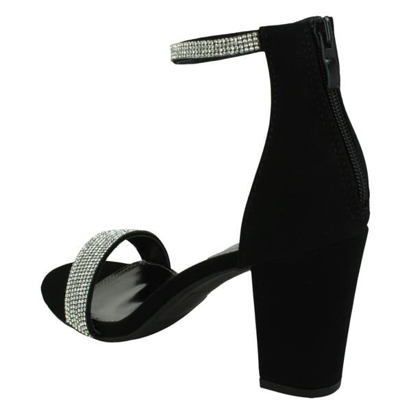 Anne Michelle Ladies Anne Michelle Wide Fit Block Heel Diamante Mule Sandal F12052