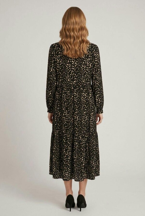 Izabel London Printed Collared Long Sleeve Midi Dress
