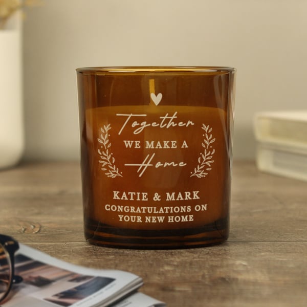 Personalised Memento Company Personalised Home Amber Glass Candle