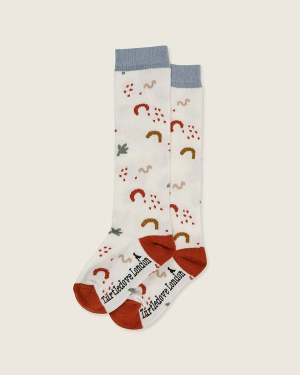 White Silhouette Print Knee High Socks - image 1
