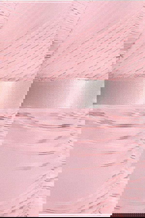 Pleated Bardot High Low Tier Chiffon Midaxi Dress - Blush Pink DR4272