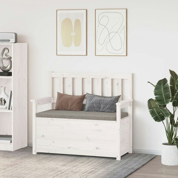 Berkfield Bench White 112.5x51.5x96.5 cm Solid Wood Pine
