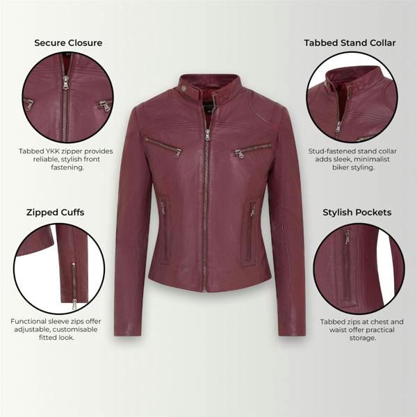 Infinity Leather Women's Casual Slim-Fit Leather Biker Jacket-Tulsa