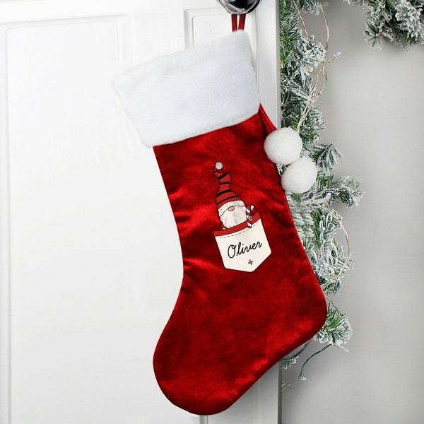 Personalised Memento Company Personalised Gonk Family Red Christmas Stocking- Boy