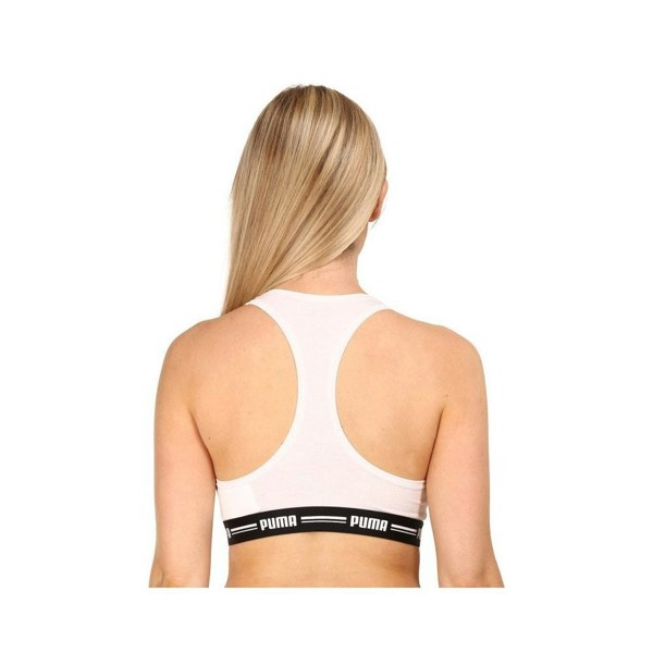 Puma Striped Logo Racerback Bra Top, White