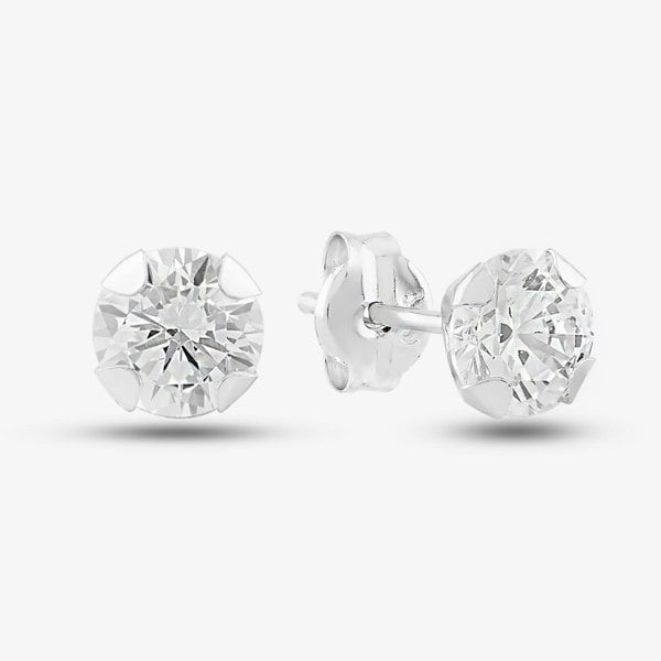 T. H. Baker 9ct White Gold Cubic Zirconia Stud Earrings 5.58.4969