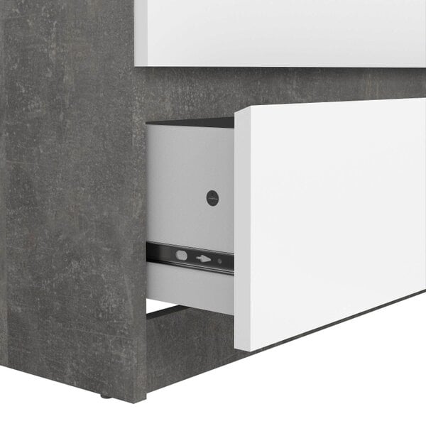 Wyld Haus Budapest Concrete Effect and White Wooden Wide Chest 6 Drawers