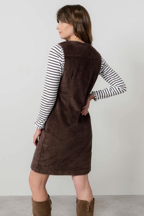 Lily & Me Belle Stretch Cotton Jumbo Cord Dress Chocolate