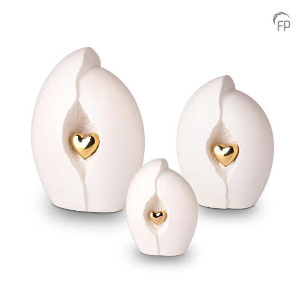 Memorials Direct Ceramic Urn (White with Gold Heart)