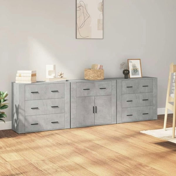 Berkfield Sideboards 3 pcs Concrete Grey Engineered Wood