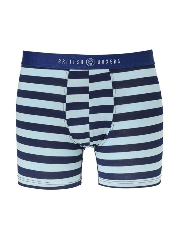 British Boxers Men's Bamboo Stretch Trunks – Sky and Navy Stripes